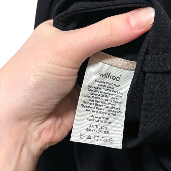 Aritzia Wilfred Tie Front Pant Japanese Black Belted Trousers Size 4 - Picture 7 of 8